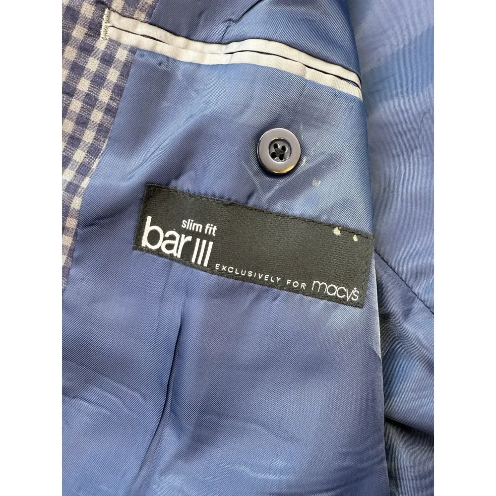 Bar 111 Men's Slim Fit Blazer Jacket Sports Coat‎ Blue Checkered 42
